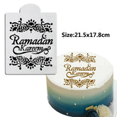 RAMADAN KAREEM MESSAGE WITH FLOWERS CAKE STENCIL